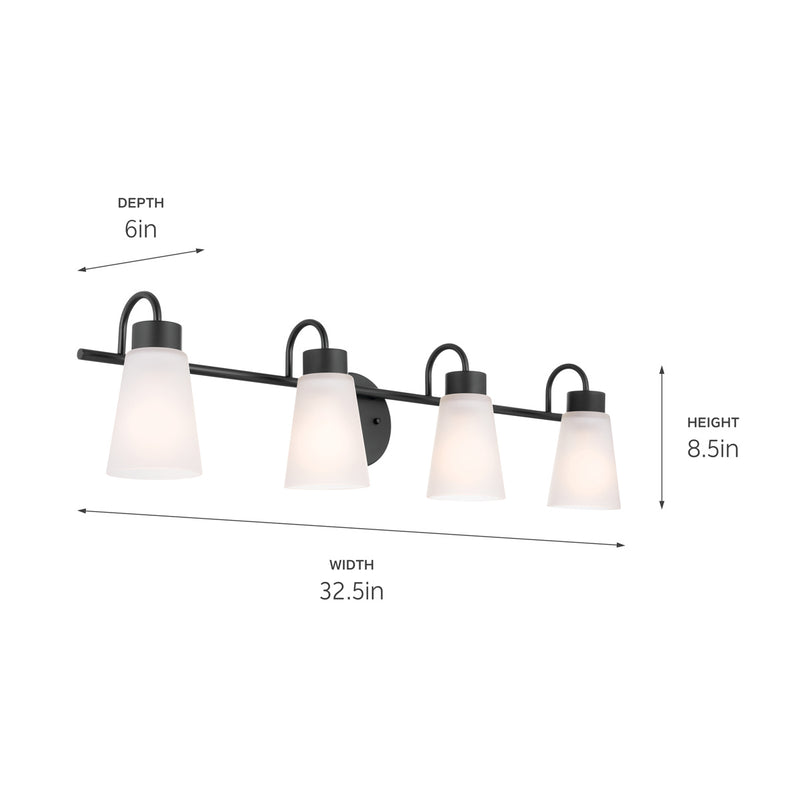 Kichler 55127BK Four Light Bath, Black