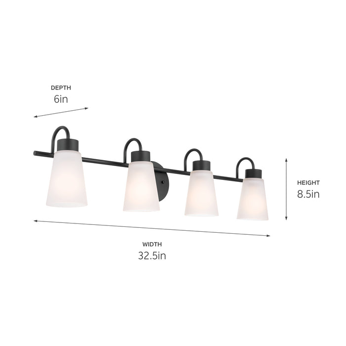Kichler 55127BK Four Light Bath, Black