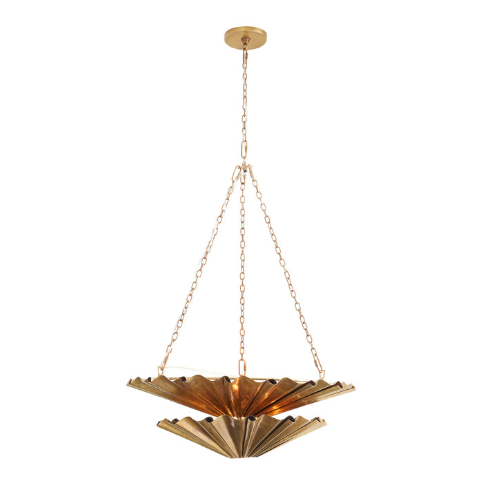 Arteriors 42040 Nine Light Chandelier, Vintage Brass