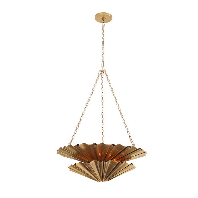 Arteriors 42040 Nine Light Chandelier, Vintage Brass