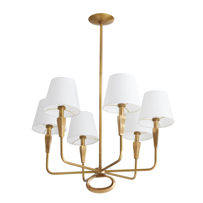 Arteriors 82018 Six Light Chandelier, Vintage Brass