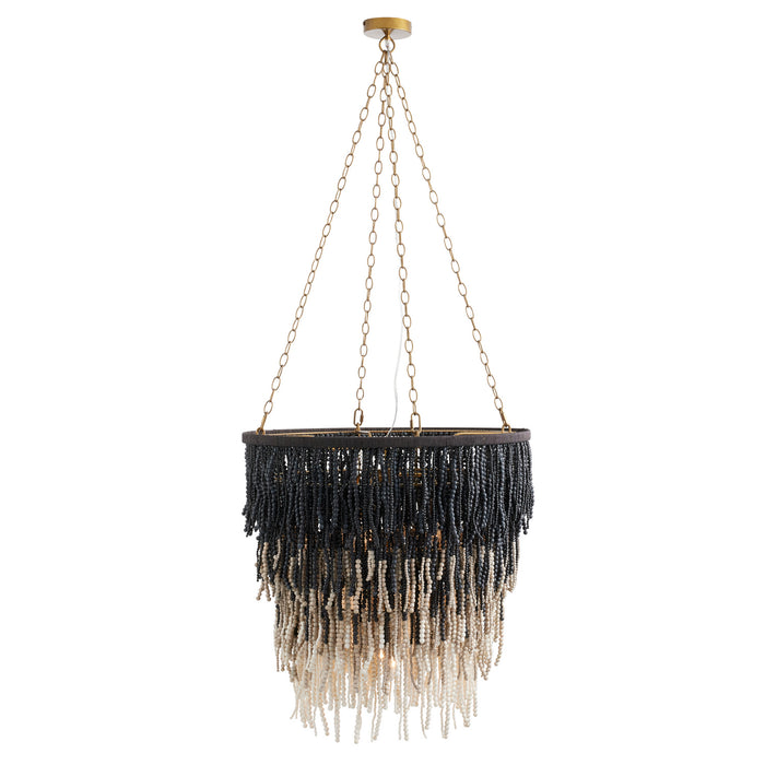 Arteriors 85024 Five Light Chandelier, Black, White and Gray
