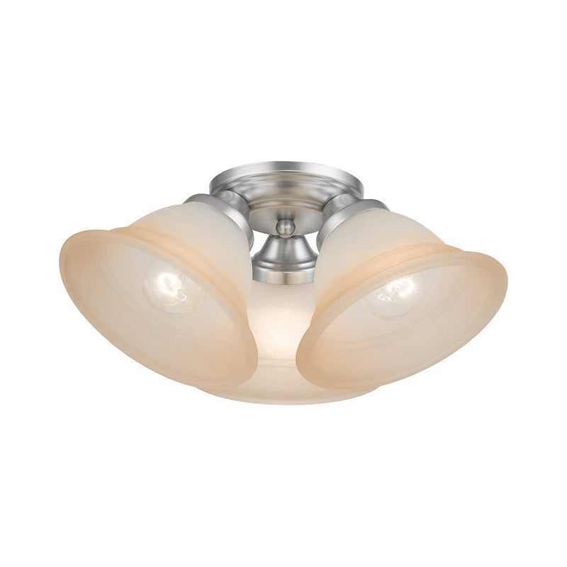 Livex Lighting 40729-81 Three Light Flush Mount, Painted Satin Nickel