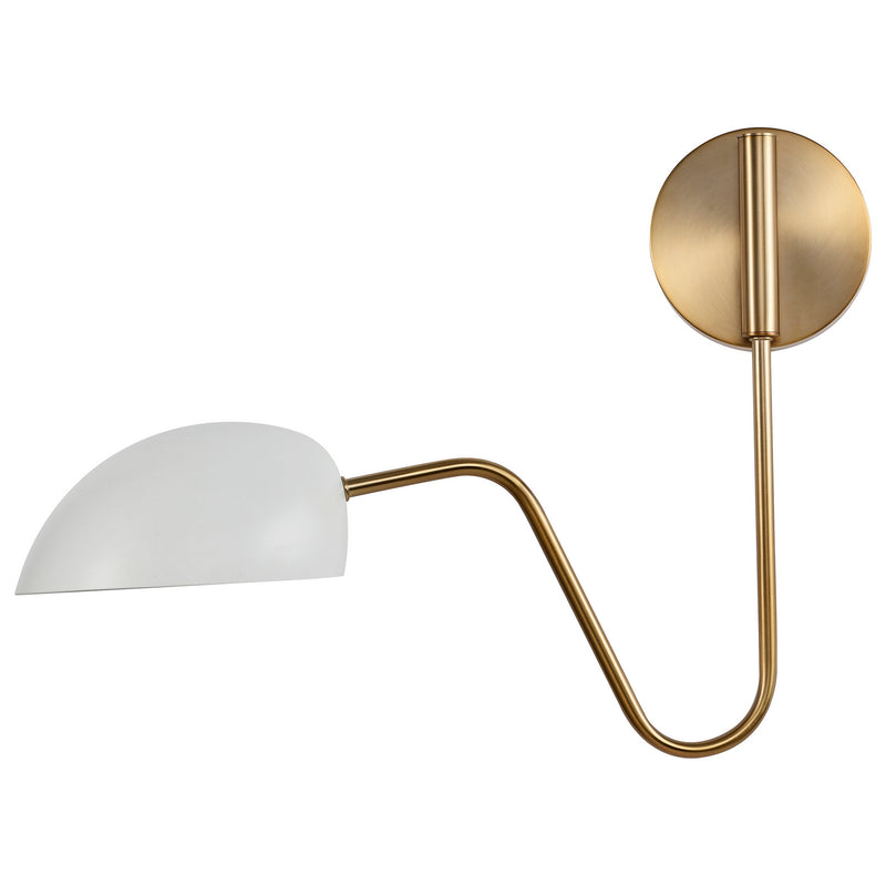 Nuvo Lighting 60-7392 One Light Wall Sconce, Matte White / Burnished Brass