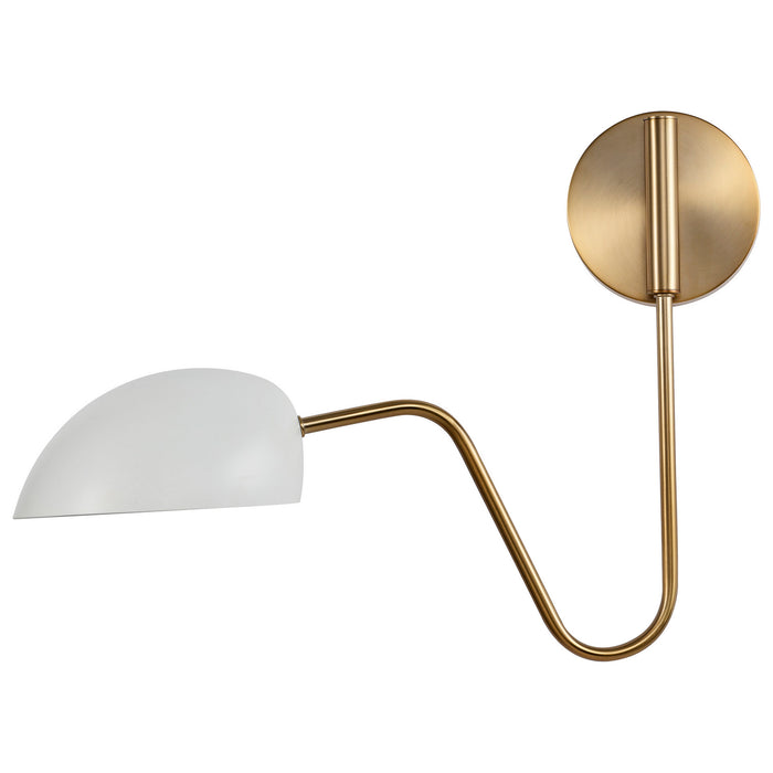 Nuvo Lighting 60-7392 One Light Wall Sconce, Matte White / Burnished Brass