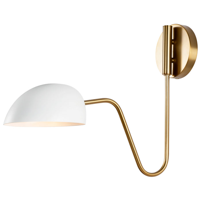 Nuvo Lighting 60-7392 One Light Wall Sconce, Matte White / Burnished Brass