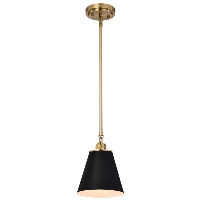 Nuvo Lighting 60-7408 One Light Pendant, Black / Vintage Brass