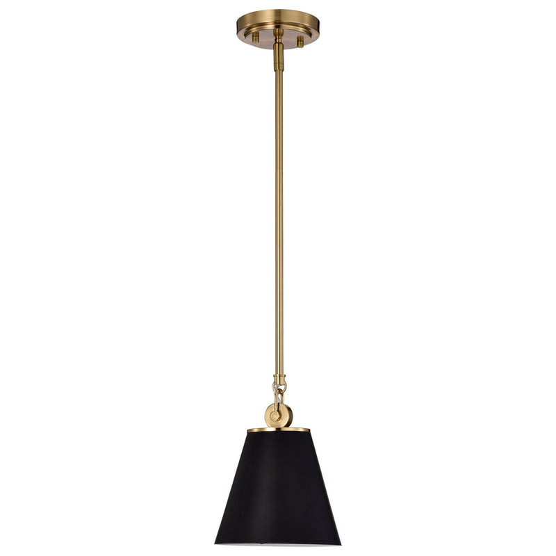 Nuvo Lighting 60-7408 One Light Pendant, Black / Vintage Brass