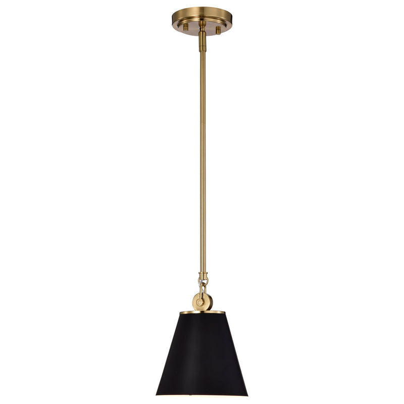 Nuvo Lighting 60-7408 One Light Pendant, Black / Vintage Brass