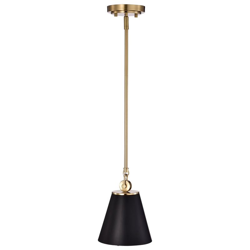 Nuvo Lighting 60-7408 One Light Pendant, Black / Vintage Brass