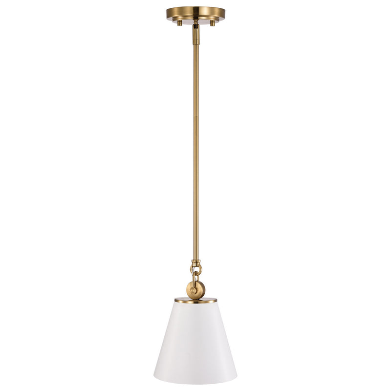 Nuvo Lighting 60-7409 One Light Pendant, White / Vintage Brass