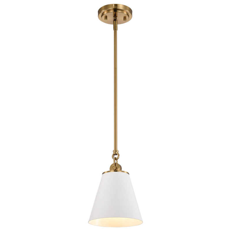 Nuvo Lighting 60-7409 One Light Pendant, White / Vintage Brass