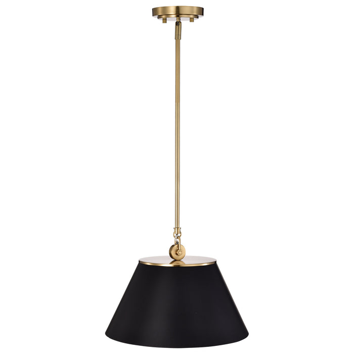 Nuvo Lighting 60-7411 One Light Pendant, Black / Vintage Brass