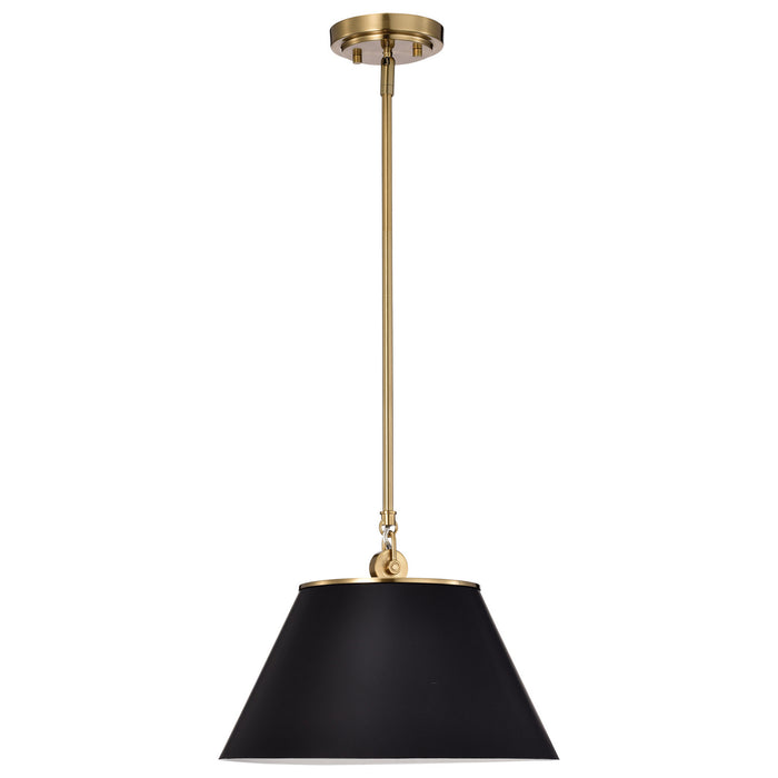 Nuvo Lighting 60-7411 One Light Pendant, Black / Vintage Brass