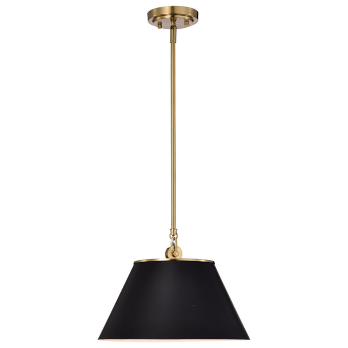 Nuvo Lighting 60-7411 One Light Pendant, Black / Vintage Brass