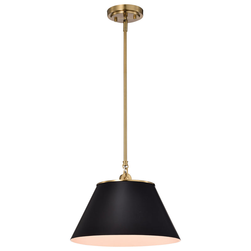 Nuvo Lighting 60-7411 One Light Pendant, Black / Vintage Brass