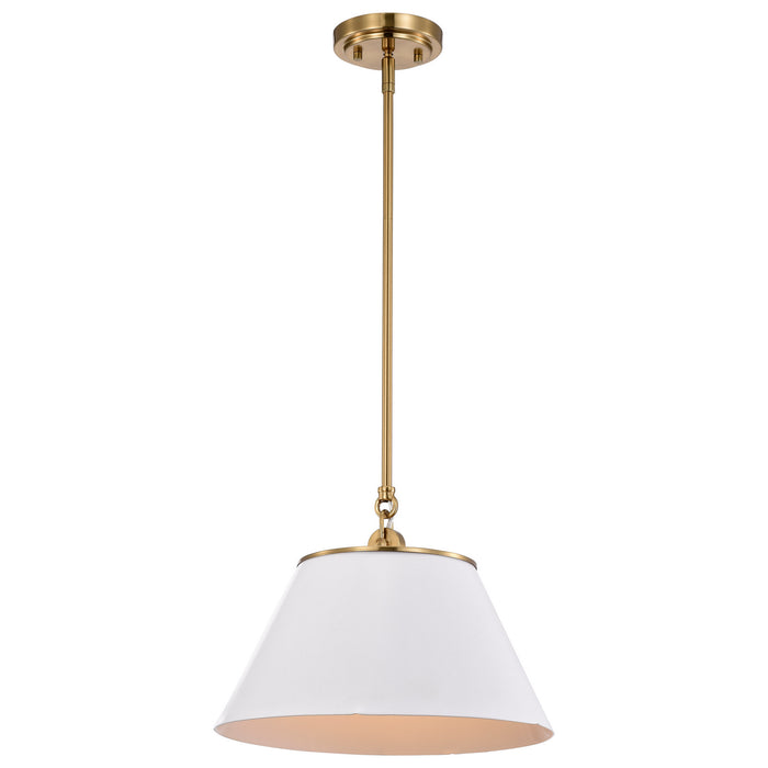 Nuvo Lighting 60-7412 One Light Pendant, White / Vintage Brass
