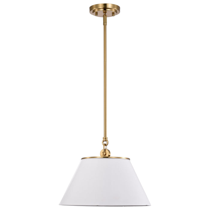 Nuvo Lighting 60-7412 One Light Pendant, White / Vintage Brass