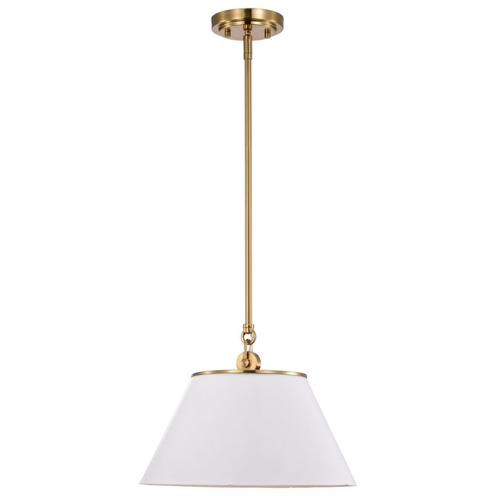 Nuvo Lighting 60-7412 One Light Pendant, White / Vintage Brass