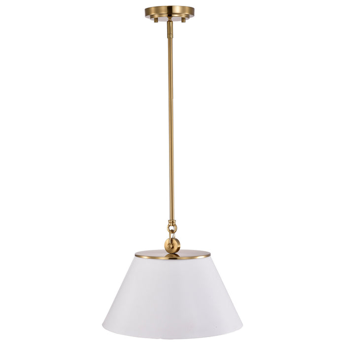Nuvo Lighting 60-7412 One Light Pendant, White / Vintage Brass