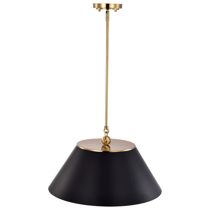 Nuvo Lighting 60-7414 Three Light Pendant, Black / Vintage Brass