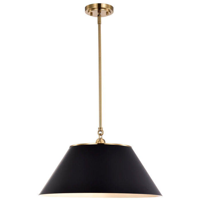 Nuvo Lighting 60-7414 Three Light Pendant, Black / Vintage Brass