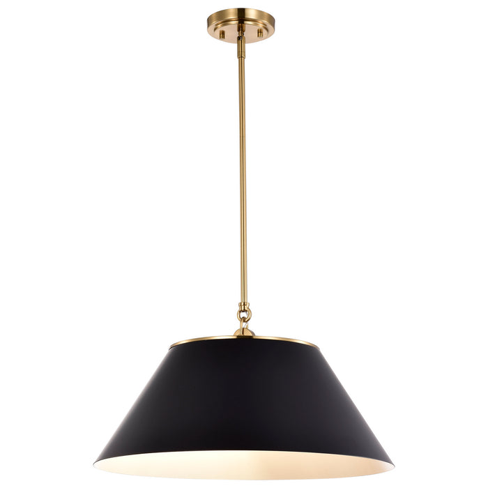 Nuvo Lighting 60-7414 Three Light Pendant, Black / Vintage Brass