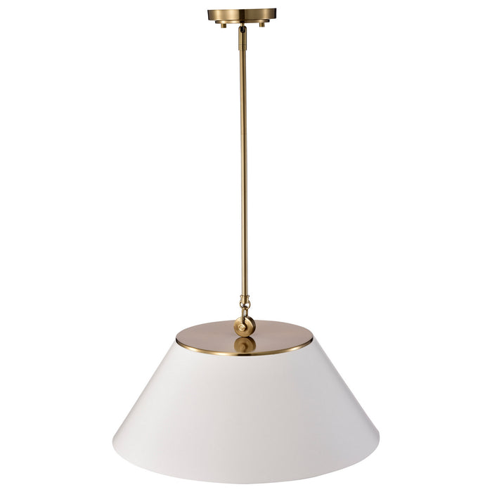 Nuvo Lighting 60-7415 Three Light Pendant, White / Vintage Brass