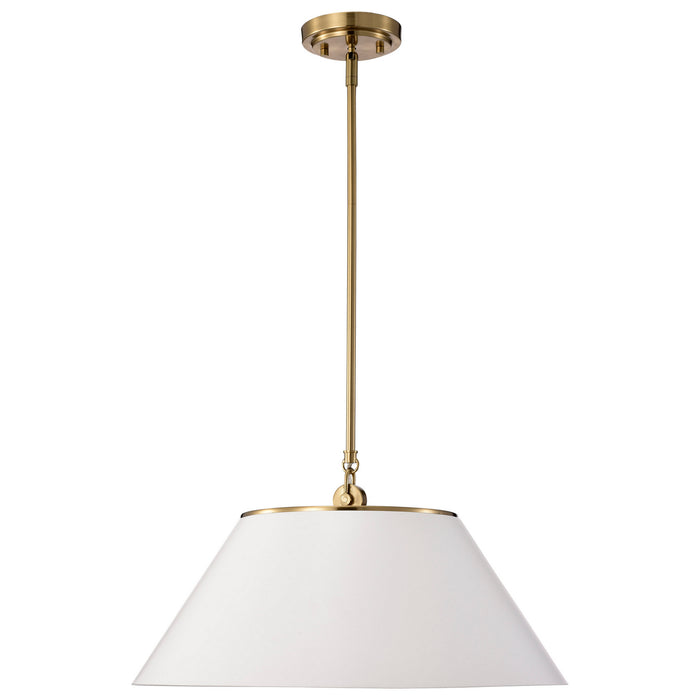 Nuvo Lighting 60-7415 Three Light Pendant, White / Vintage Brass