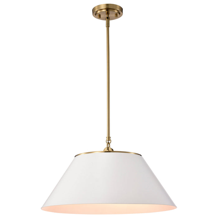 Nuvo Lighting 60-7415 Three Light Pendant, White / Vintage Brass