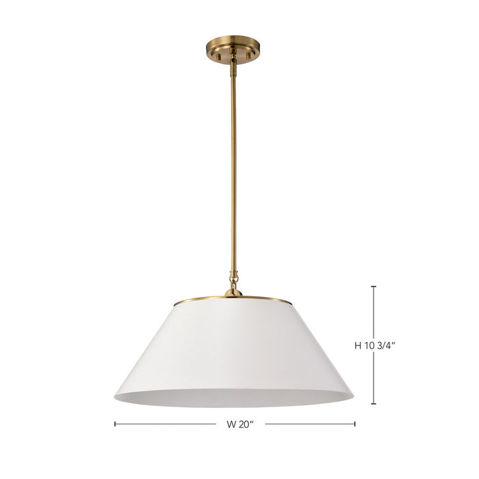 Nuvo Lighting 60-7415 Three Light Pendant, White / Vintage Brass