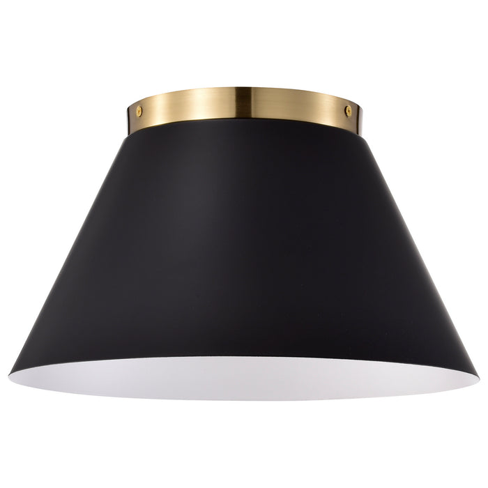 Nuvo Lighting 60-7417 Three Light Flush Mount, Black / Vintage Brass