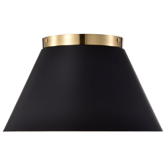 Nuvo Lighting 60-7417 Three Light Flush Mount, Black / Vintage Brass