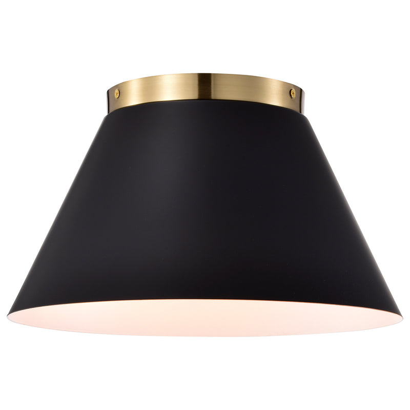 Nuvo Lighting 60-7417 Three Light Flush Mount, Black / Vintage Brass