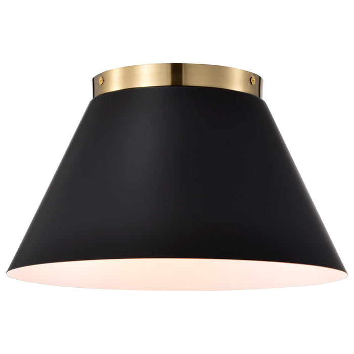 Nuvo Lighting 60-7417 Three Light Flush Mount, Black / Vintage Brass