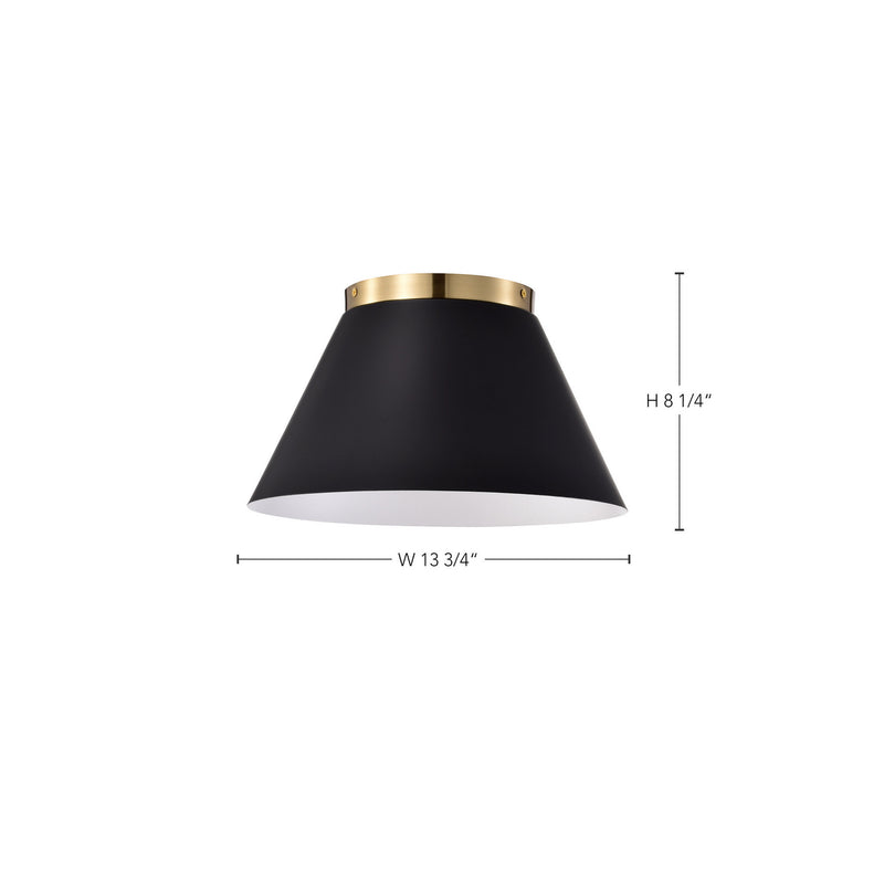 Nuvo Lighting 60-7417 Three Light Flush Mount, Black / Vintage Brass