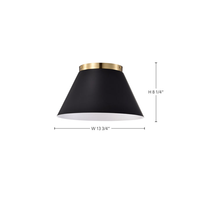 Nuvo Lighting 60-7417 Three Light Flush Mount, Black / Vintage Brass