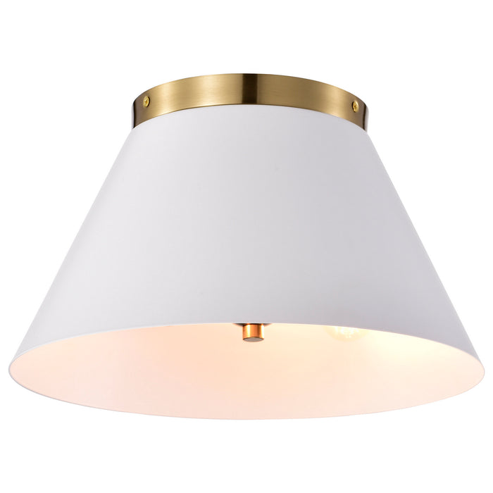 Nuvo Lighting 60-7418 Three Light Flush Mount, White / Vintage Brass