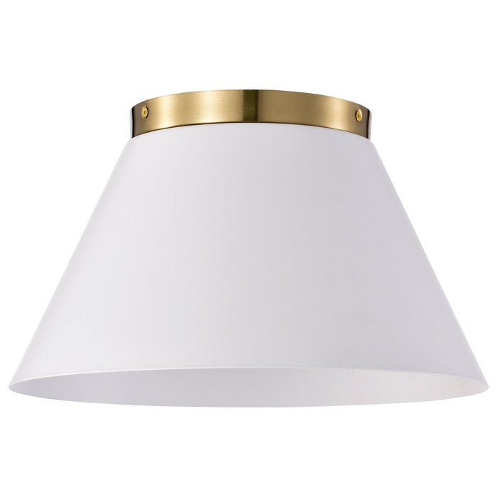 Nuvo Lighting 60-7418 Three Light Flush Mount, White / Vintage Brass