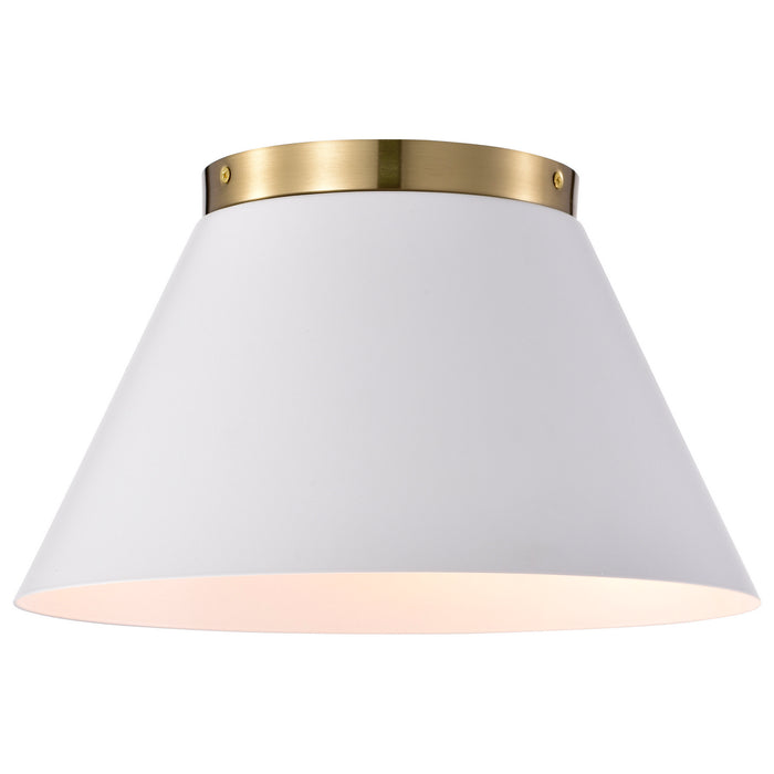 Nuvo Lighting 60-7418 Three Light Flush Mount, White / Vintage Brass