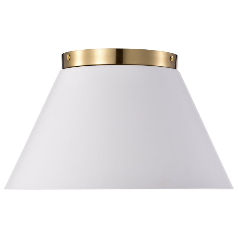Nuvo Lighting 60-7418 Three Light Flush Mount, White / Vintage Brass