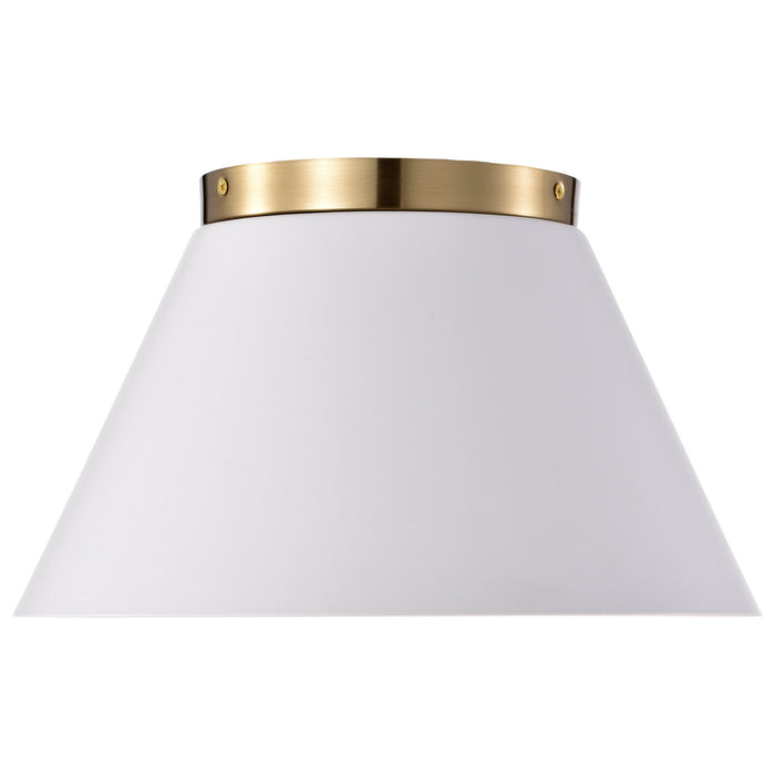 Nuvo Lighting 60-7418 Three Light Flush Mount, White / Vintage Brass