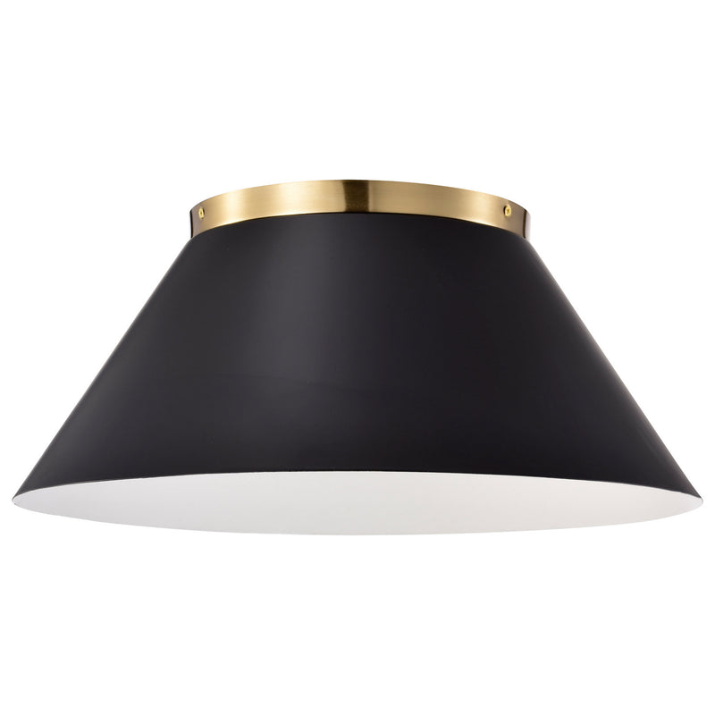 Nuvo Lighting 60-7420 Three Light Flush Mount, Black / Vintage Brass