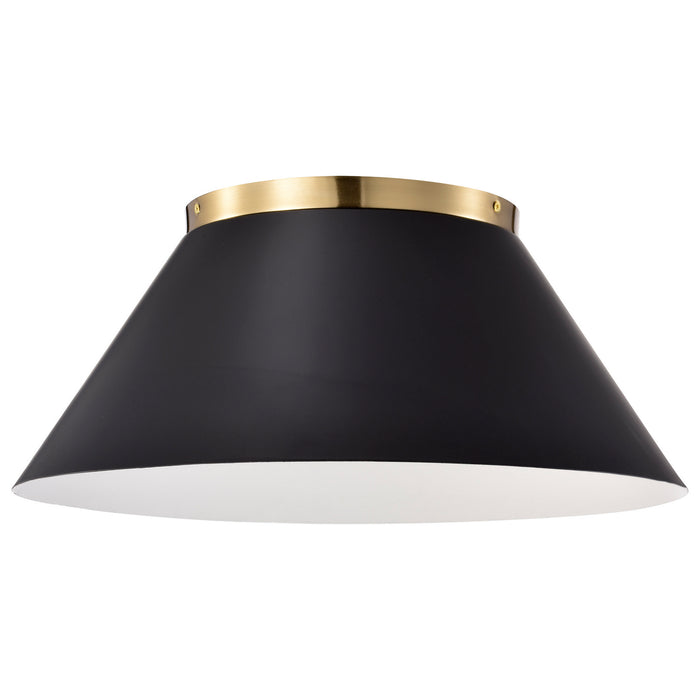 Nuvo Lighting 60-7420 Three Light Flush Mount, Black / Vintage Brass