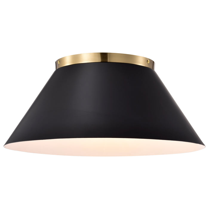 Nuvo Lighting 60-7420 Three Light Flush Mount, Black / Vintage Brass