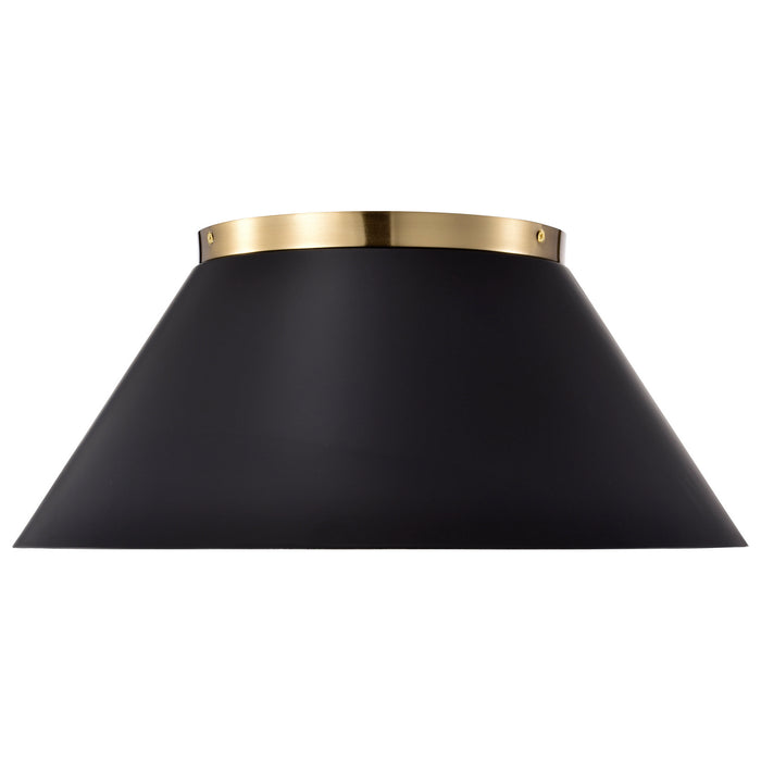 Nuvo Lighting 60-7420 Three Light Flush Mount, Black / Vintage Brass
