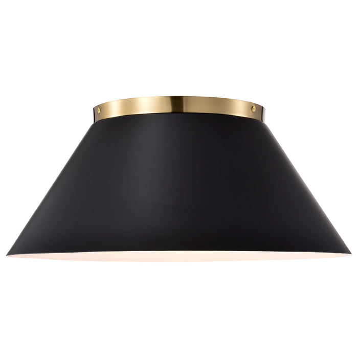 Nuvo Lighting 60-7420 Three Light Flush Mount, Black / Vintage Brass