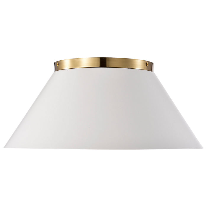 Nuvo Lighting 60-7421 Three Light Flush Mount, White / Vintage Brass