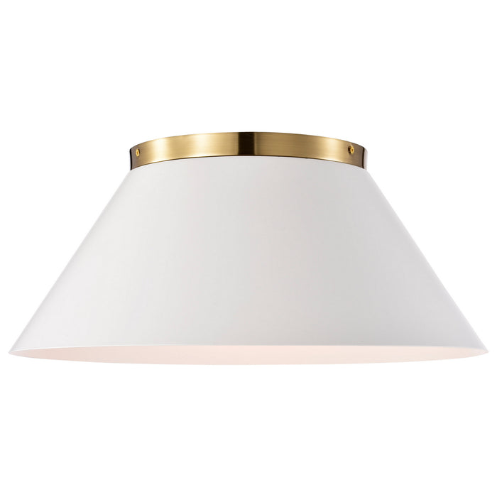 Nuvo Lighting 60-7421 Three Light Flush Mount, White / Vintage Brass