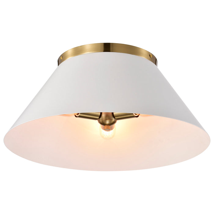 Nuvo Lighting 60-7421 Three Light Flush Mount, White / Vintage Brass